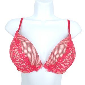 Victorias Secret Very Sexy Push Up Bra Size 32DDD Hot Pink Padded Rhinestones